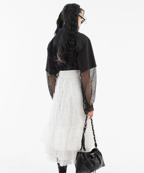 Sleeve Mesh Blouse